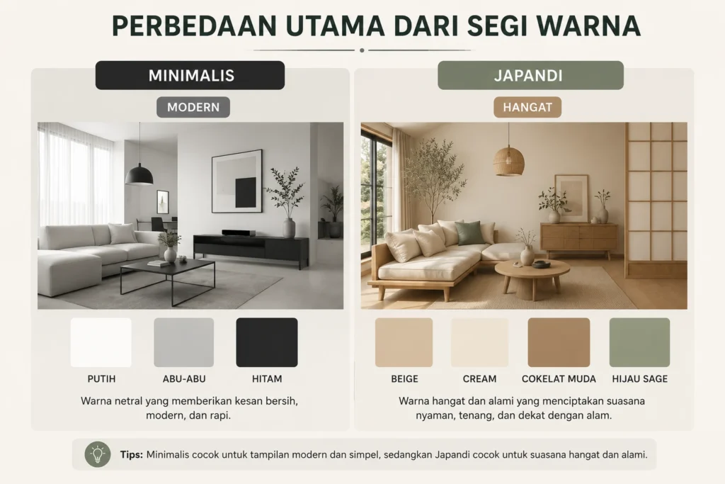 perbedaan desain interior minimalis dan japandi
