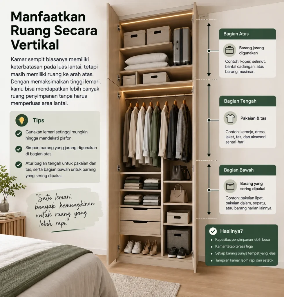 memanfaatkan ruang vertikal lemari - cenia living