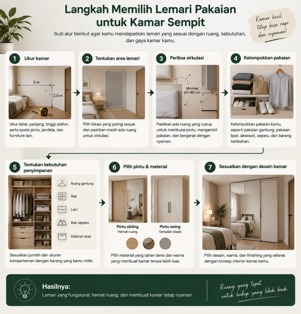 proses memilih lemari pakaian untuk kamar sempit - cenia living