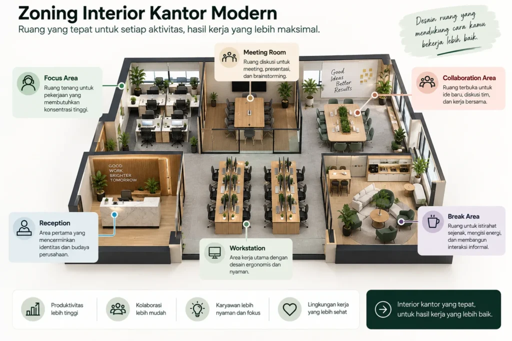zoning interior kantor modern - cenia living